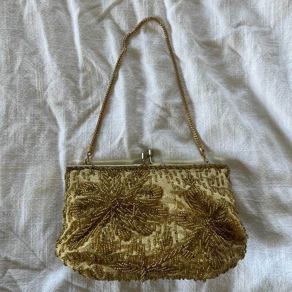Vintage gold beaded purse - Picture 3 of 5